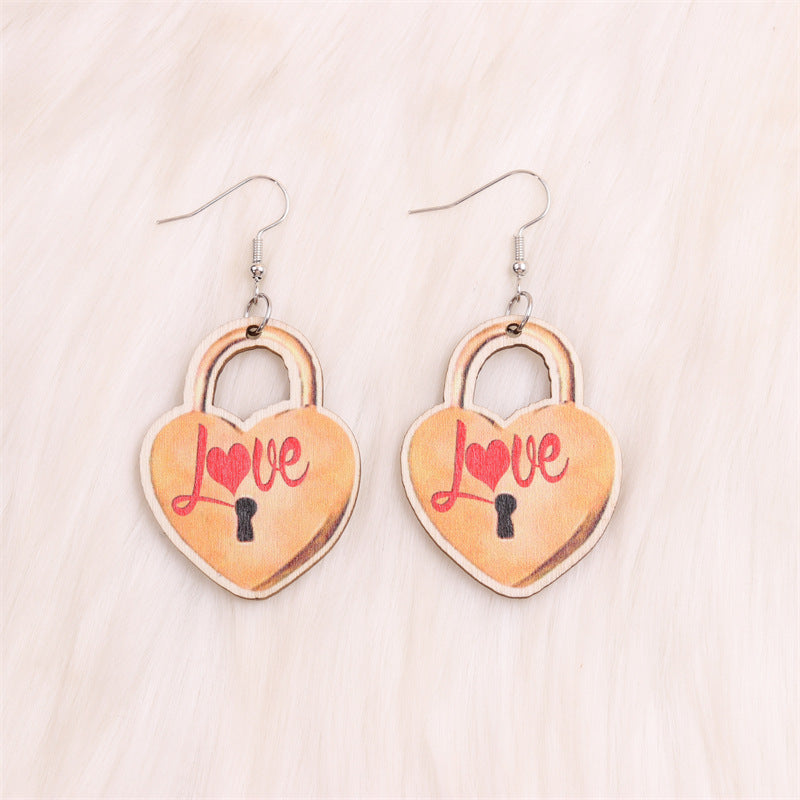 Wholesale Yuanbao Lantern Firecrackers Love Wooden New Year Earrings